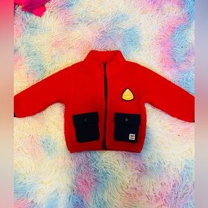 HBC Baby Red Fleece Sherpa Fuzzy Jacket with Black Pockets